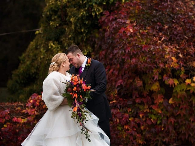Mr and Mrs Hall-Cross had a beautiful late autumnal wedding at Hunsbury Barns on November 6.