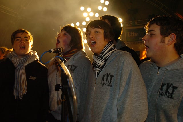 Firework fiesta in 2008 saw  members of the Key Youth Theatre performing on stage.