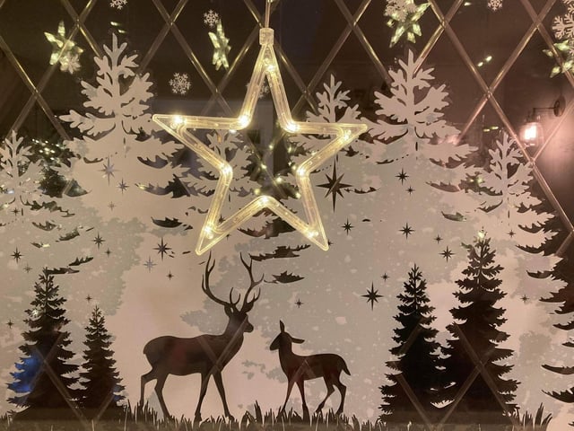 A winter wonderland themed window