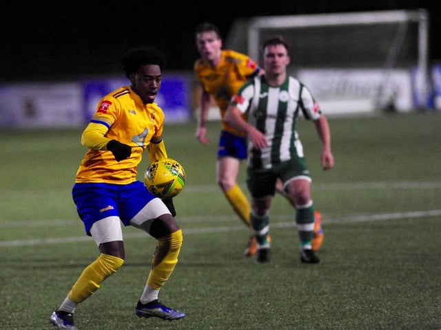Action from the 0-0 draw between Lancing and Chichester City in the Isthmian south east division at Culver Road / Picture: Stephen Goodger