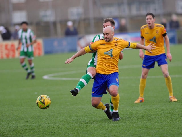 Action from the 0-0 draw between Lancing and Chichester City in the Isthmian south east division at Culver Road / Picture: Stephen Goodger