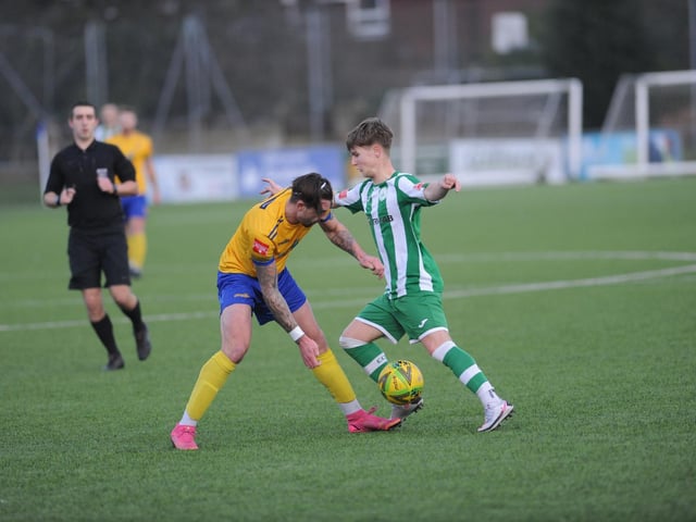 Action from the 0-0 draw between Lancing and Chichester City in the Isthmian south east division at Culver Road / Picture: Stephen Goodger