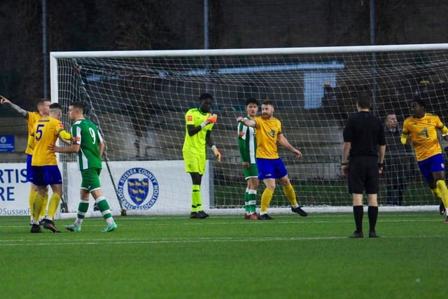 Action from the 0-0 draw between Lancing and Chichester City in the Isthmian south east division at Culver Road / Picture: Stephen Goodger