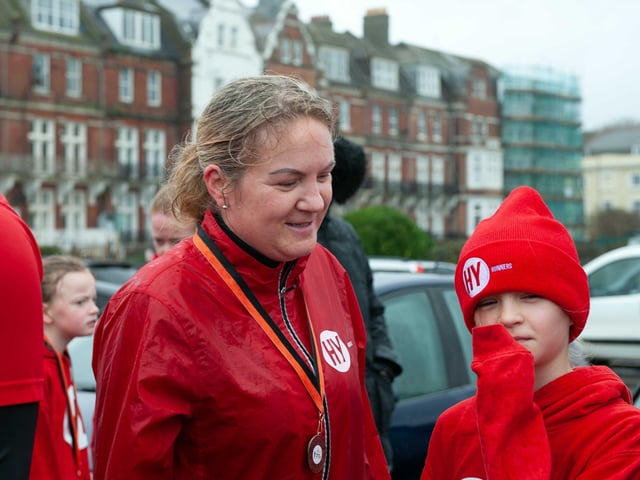 HY Runners raising money for Charity for Kids. Photo taken by Frank Copper on St Leonards seafront 27/12/21. SUS-211228-082756001