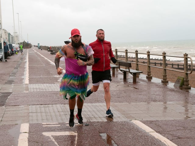 HY Runners raising money for Charity for Kids. Photo taken by Frank Copper on St Leonards seafront 27/12/21. SUS-211228-082807001