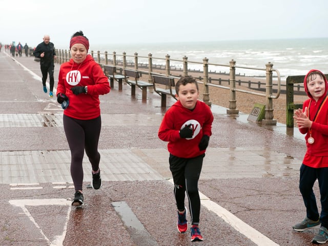 HY Runners raising money for Charity for Kids. Photo taken by Frank Copper on St Leonards seafront 27/12/21. SUS-211228-082913001