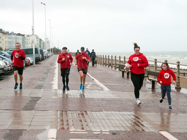 HY Runners raising money for Charity for Kids. Photo taken by Frank Copper on St Leonards seafront 27/12/21. SUS-211228-082946001