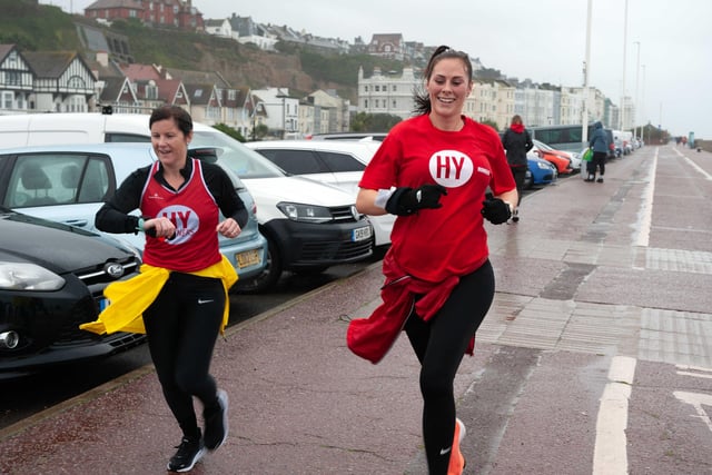 HY Runners raising money for Charity for Kids. Photo taken by Frank Copper on St Leonards seafront 27/12/21. SUS-211228-082511001