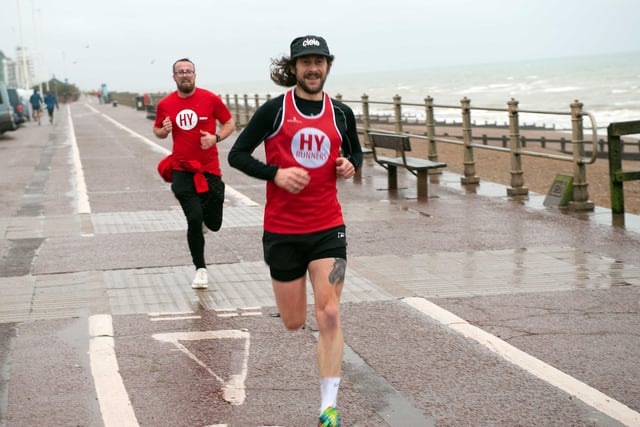 HY Runners raising money for Charity for Kids. Photo taken by Frank Copper on St Leonards seafront 27/12/21. SUS-211228-082024001