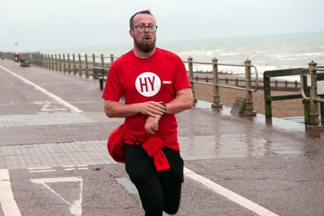 HY Runners raising money for Charity for Kids. Photo taken by Frank Copper on St Leonards seafront 27/12/21. SUS-211228-082035001