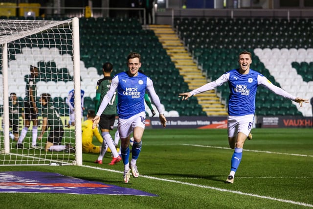 23/02/21 Sammie Szmodics and Jack Taylor find the camera during the 3-0 win at Plymouth Argyle. Szmodics has just scored the second goal.