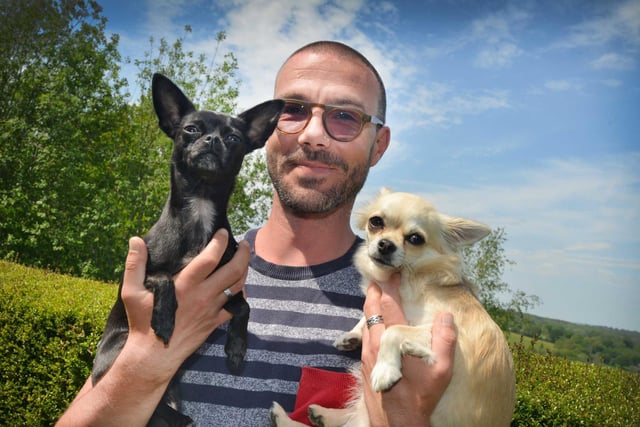 Winner of the Hastings’ Top Pet competition. Iain Gillies pictured with Cilla (left) and Dusty.