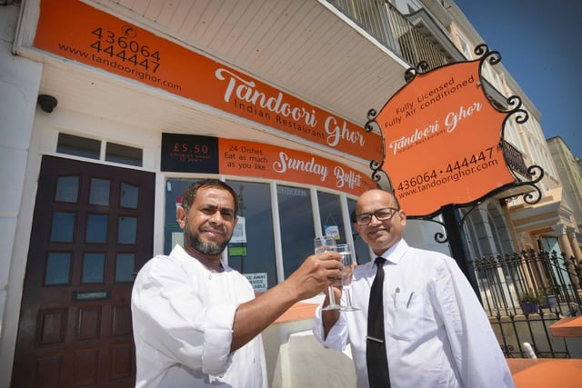 Tandoori Ghor in St Leonards celebrated 25 years in business, June 2021.
L-R Fazlu Miah (chef) and owner Abu Ahmed