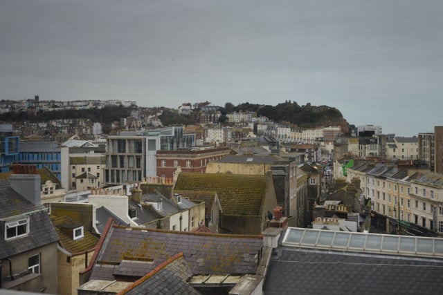 Tour of the Old Observer Building in Hastings with Jay Simpson, Tenants and Spaces Coordinator WRNV.

View over the town centre looking towards Hastings Castle. SUS-211216-141635001
