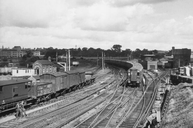 Railway lines taken from the bridge by Horsham Station
