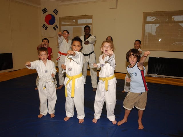 First Class at Dragon Tai Kwon Do, Dogsthorpe Road.Pictured are some of the first youngsters class.