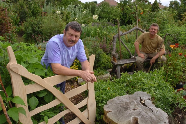 Gerry Warren at his Eco allotment at Dogsthorpe Road pictured with Renato Antonelli.