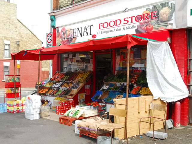 Peterborough City Council wanted businesses, such as this grocery store on Dogsthorpe Road, to remove their canopies which extend onto the street.