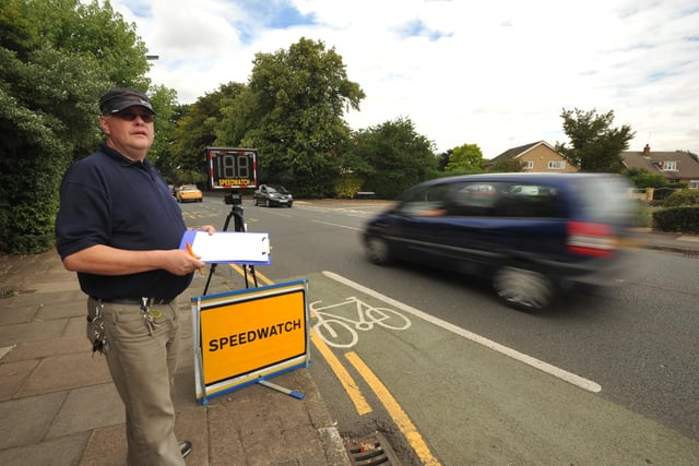 Community crime fighter Kevin Bell, manning a Speed Watch operation on Dogsthorpe Road