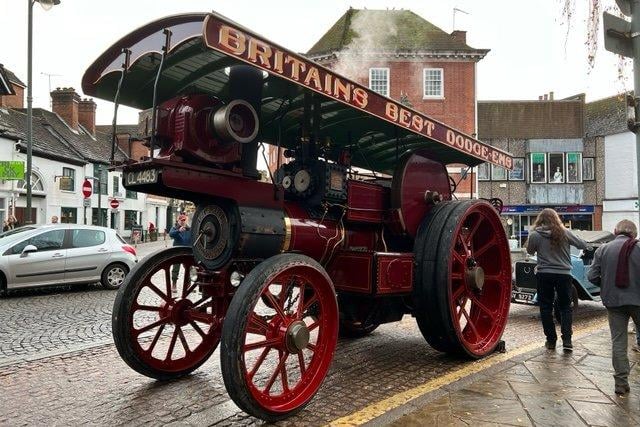 Vintage cars in Horsham carfax on Boxing Day.