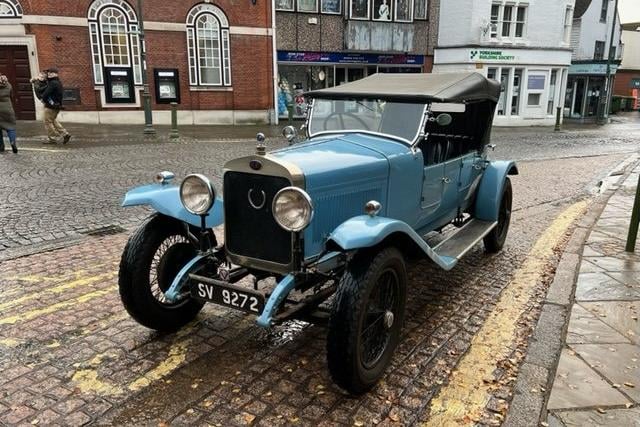 Vintage cars in Horsham carfax on Boxing Day.