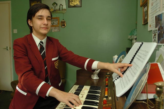 Education awards arts nominee Matthew Willbye, a pupil at Kings school, pictured at home in Gladstone Street in 2006.