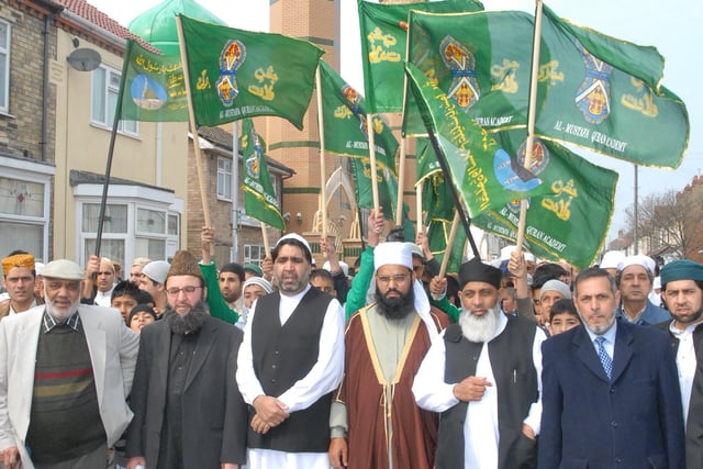 A celebratory march on Gladstone Street mosque to mark the birthday of the  prophet Muhammed in 2007.