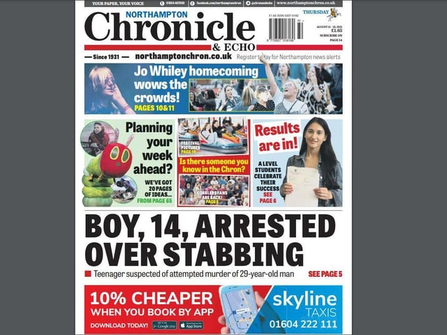The return of Jo Whiley to her home town of Northampton featured in this week's Chron with our picture special. She said she would get the venue rocking and she certainly did! And the A Level results were in for students across the town - no pictures of students up in the air this year for obvious reasons. A shame, as it's a staple picture for local newspapers!