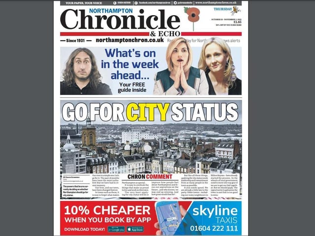 The opportunity to bid for city status is not one that comes around very often. The council was debating whether to go for it or not - our view was simple. We should go for it. The worst that could happen would be that it would be an opportunity to showcase all that is good about our town. The best would be that we earn city status. The council agreed and the bid is now in. All we can do now is wait...
