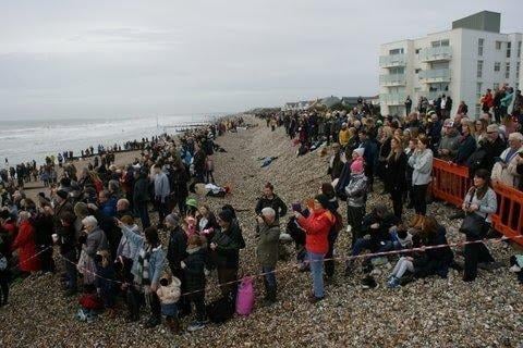 East Wittering New Year Big Dip 2022. Picture from Jerry Goodman SUS-220201-102644001