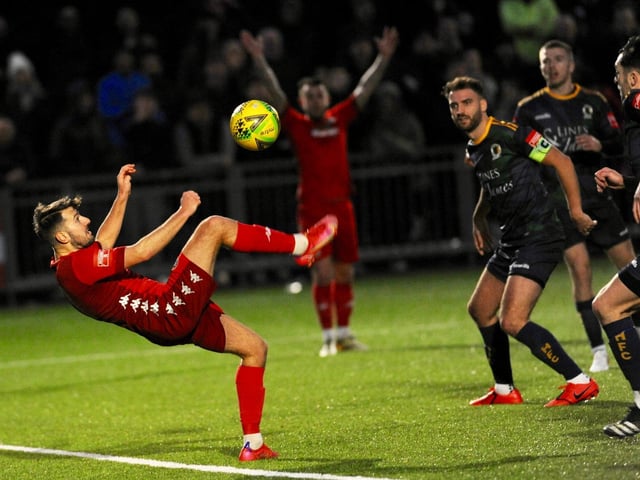 Action, penalties and goal celebrations from Worthing's 3-1 Isthmian premier win over Horsham at Woodside Road / Picture: Stephen Goodger