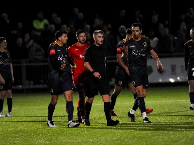 Action, penalties and goal celebrations from Worthing's 3-1 Isthmian premier win over Horsham at Woodside Road / Picture: Stephen Goodger