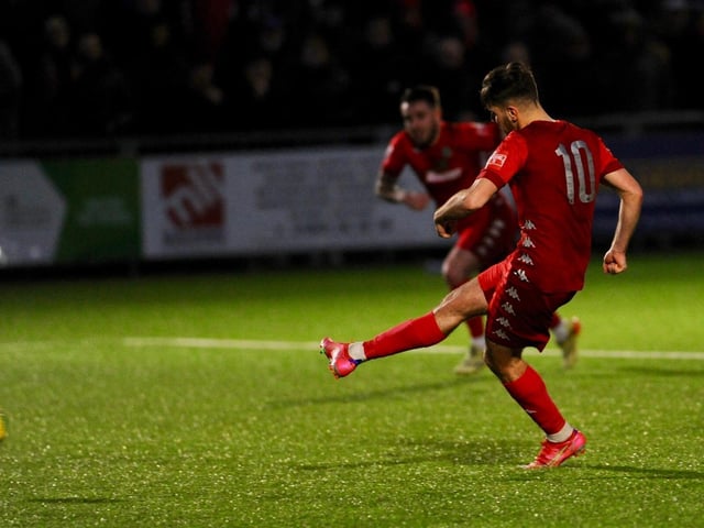 Action, penalties and goal celebrations from Worthing's 3-1 Isthmian premier win over Horsham at Woodside Road / Picture: Stephen Goodger