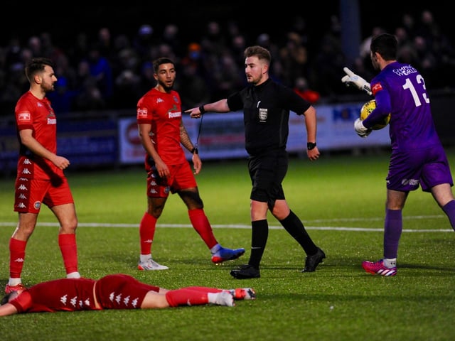 Action, penalties and goal celebrations from Worthing's 3-1 Isthmian premier win over Horsham at Woodside Road / Picture: Stephen Goodger