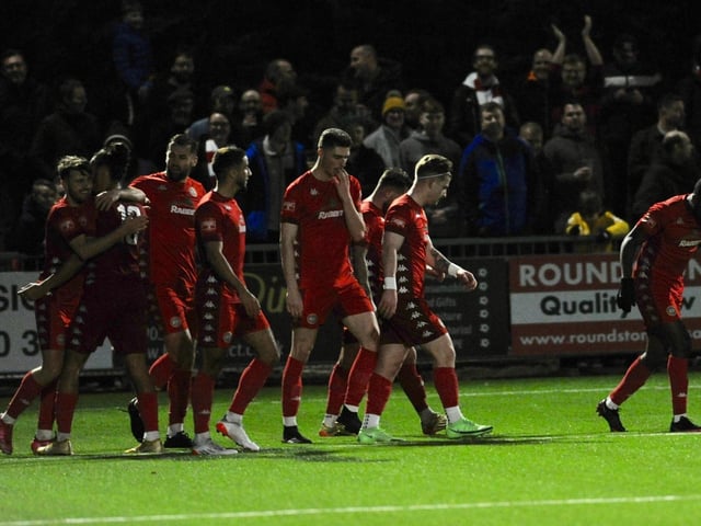 Action, penalties and goal celebrations from Worthing's 3-1 Isthmian premier win over Horsham at Woodside Road / Picture: Stephen Goodger