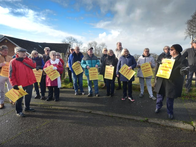Residents opposed to a planning application to build 210 homes in fields off Fryatts Way in Bexhill. SUS-220401-121635001