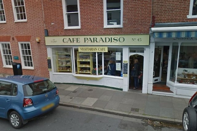 Cafe Paradiso, North Street, Chichester's only fully vegetarian cafe also caters well to vegans.
