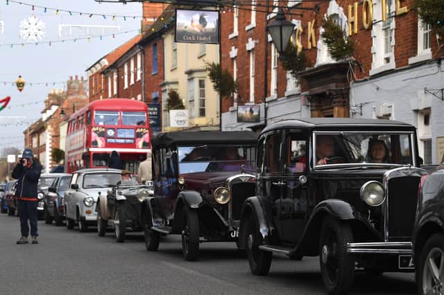 Vintage and classic cars filled the town on New Year's Day