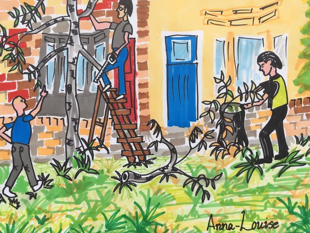 The artist can often be seen out with her sketch book.