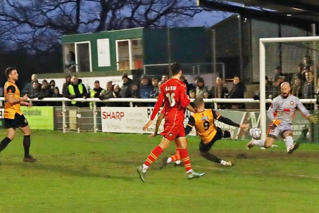 A chance for Kelsey Mooney in Leamington's 1-0 New Year defeat by Gloucester City   PICTURES BY SALLY ELLIS