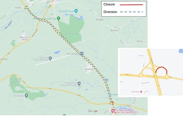 Diversion route A1 southbound entry slip closure on Tuesday January 25.