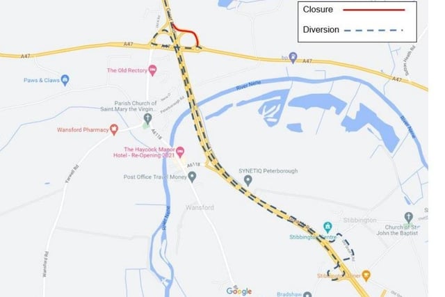 Diversion route: A1 southbound exit slip full closure on Monday January 24.