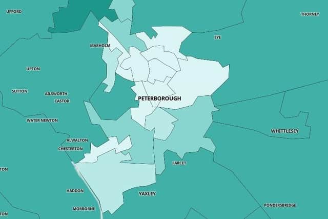 Peterborough as a whole: 1st dose
69.8%
2nd dose
63.3%
Booster or 3rd dose
43.3%