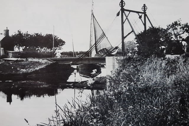 This lifting bridge carried the light railway, familiarly known as the Selsey Tram, across Chichester Canal at Hunston as it journeyed to Selsey