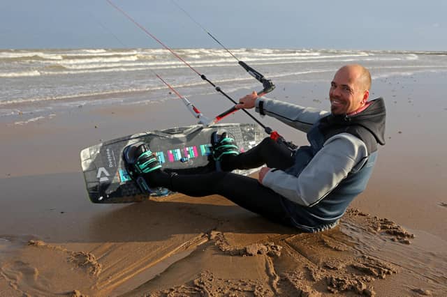 Lewis Crathern has been kitesurfing on these shores and in Cape Town in recent months / Pictures; Eunice Bergin