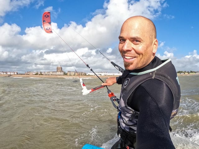 Lewis Crathern has been kitesurfing on these shores and in Cape Town in recent months / Pictures; Eunice Bergin