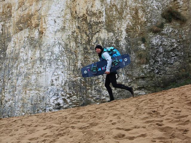 Lewis Crathern has been kitesurfing on these shores and in Cape Town in recent months / Pictures; Eunice Bergin
