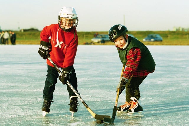 Undated: Tom Watkin and Jamie Green - the littlest Ice Hockey players on the Wash Ice