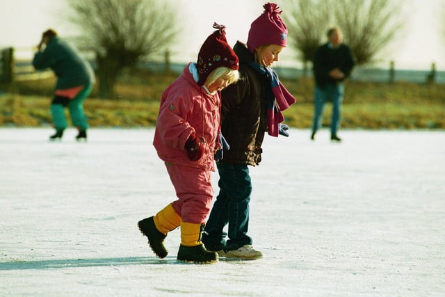 Undated:  Skaters at Whittlesey Wash Sofia Green (4) (Pink), and Sophie Mills (7) take to the ice