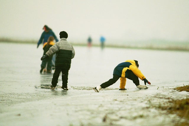 Undated: On the ice at Whittlesey Wash.